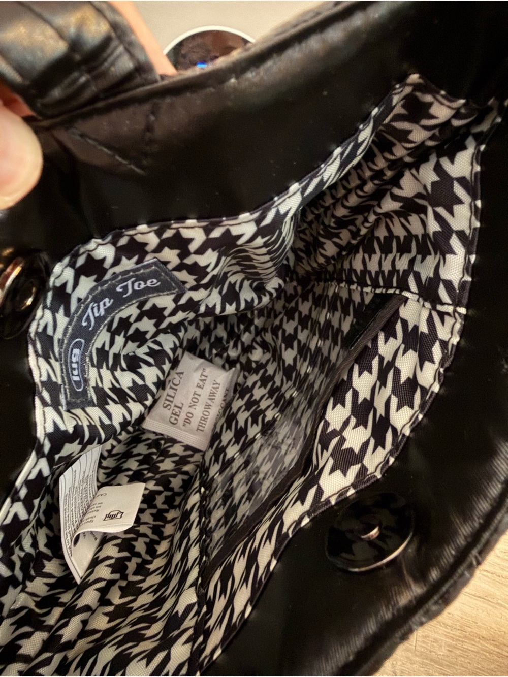 Lug Tip Toe Mini Tote Bag - Metallic Black - NWT - houndstooth lining - Picture 3 of 4